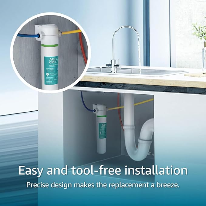 AQUA CREST FQK1K Under Sink Water Filter, 1350 Gallons, Replacement for GE FQK1K, FQK2J, GXK185K and GX1S50R (Pack of 1)