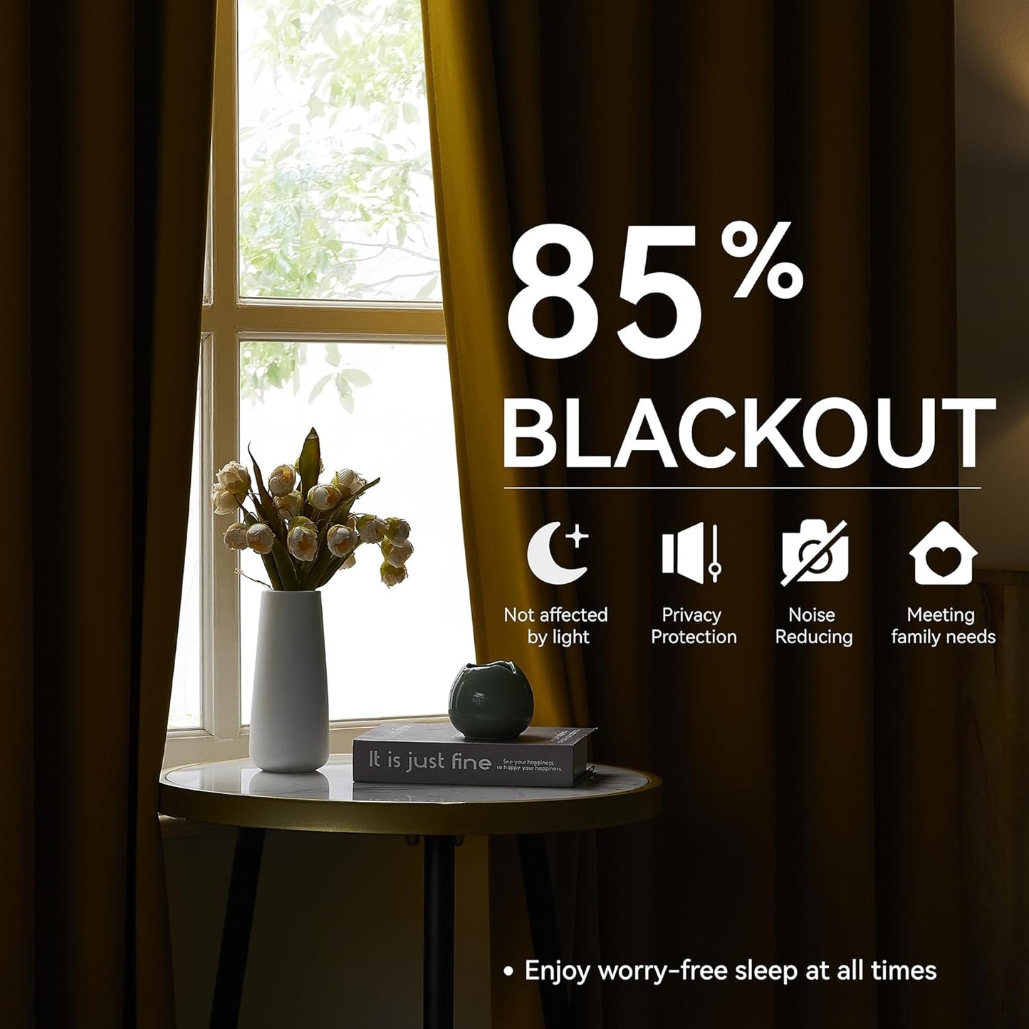 KangBang Room Darkening Yellow Curtains 108 Inches Long, Pinch Pleated Thermal Insulated Luxury Window Treatments for Living Room Dining with Hooks, Heat Blocking Pleated Drapes(40"x108"x2)