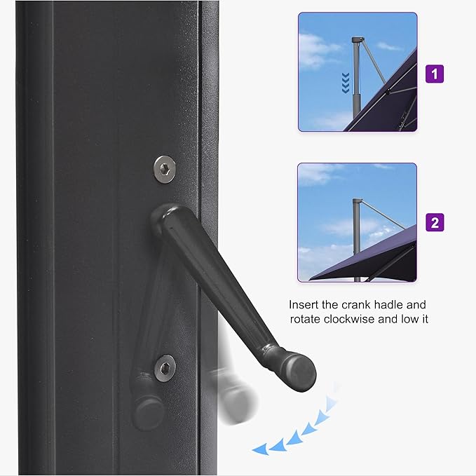 PURPLE LEAF 11.5' X 11.5' Telescopic Patio Umbrella Outdoor Cantilever Umbrella Square Up Down Lifting Offset Umbrella with 360-degree Rotation for Garden Deck Pool Patio Navy