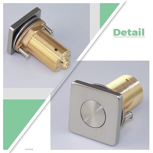 Garbage Disposal Switch, Cordless Air Switch Kit for Food Waste Disposer, Brass Material Brushed Nickel, Long Sink Top Push Button