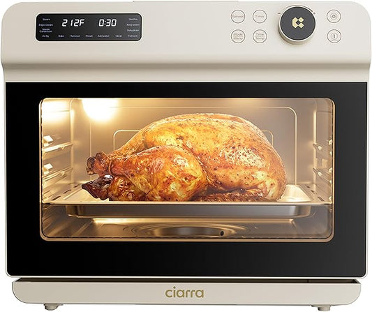 CIARRA Nosh Oven Pro 12-in-1 Countertop Steam Oven with Air Fryer, 25.4QT Steam Air Fryer Oven Combo, Convection Steam Oven Toaster with Rapid Steam, Bake, Steam Self-Clean, Dehydrate, Ferment, White