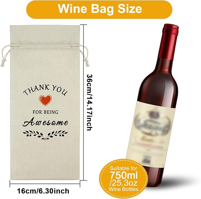Sazuwu Thank You Gifts for Coworkers Women Wine Bag Employee Appreciation Gifts for Men Thank You for Being Awesome Gifts Wine Bottle Storage Bag Anniversary Present Inspirational Gifts