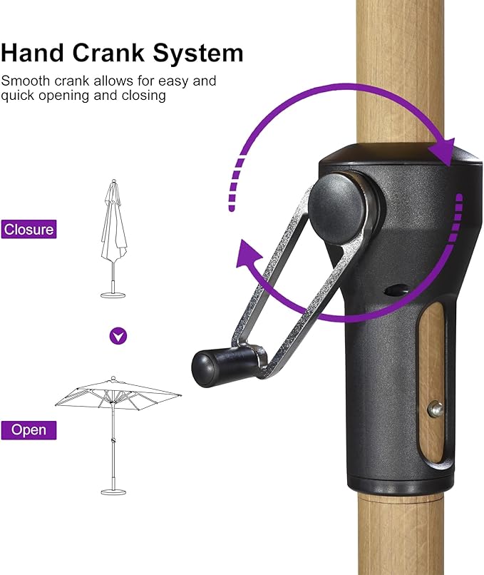 PURPLE LEAF 10' x 10' Square Patio Umbrella Outdoor Table Umbrella Aluminum Market Umbrella with 8 Sturdy Ribs & Crank Outdoor Umbrellas for Garden Deck Patio, Navy Blue