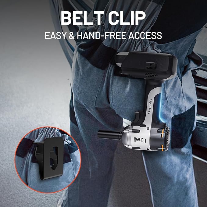 LiTHELi Cordless Impact Wrench, 1/2 Inch Hog Ring Brushless Impact Gun with 12,500 mAh Battery, Variable Speeds Impact Driver for Car Home, Charger not Included