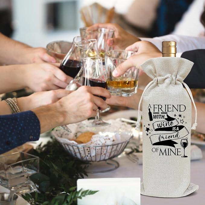 Funny Gift for Friends Bestie Sister, BFF Gifts, Birthday Gifts for Women Men Friendship Gifts for Coworker Colleague Thanksgiving Christmas Party Favor Wine Bag Decoration Supplies /30