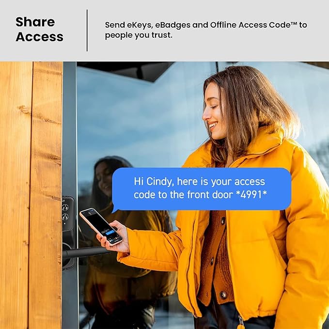 Lockly Secure Plus, Bluetooth Smart Door Lock, Keyless Entry Door Lock with Handle, PIN Genie® Keypad, 3D Biometric Fingerprint Sensor, Auto Lock