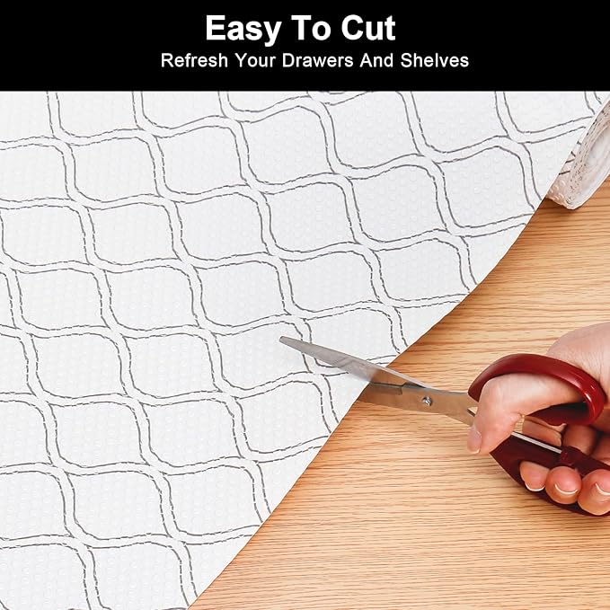 Cooyes Shelf Liner Drawer Liners, Shelf Liners for Kitchen Cabinets, Non Adhesive Cabinet Liner, EVA Waterproof Oil-Proof Non-Slip Refrigerator Liners for Shelves (White, 24 Inches x 20 FT)