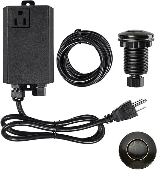 Garbage Disposal Air Switch Kit Sink Top Waste Disposal Stainless Steel Oil Rubbed Bronze On/Off Air Button Food and Waste Disposals Part by Etoolcity