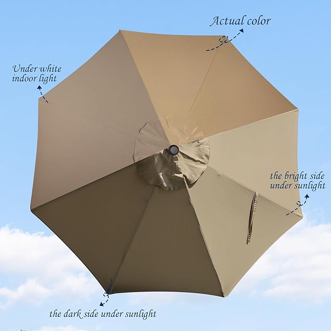 Blissun 9ft Patio Umbrella Replacement Canopy, Market Umbrella Top, Outdoor Table Umbrella Canopy for 8 Ribs, Canopy Only