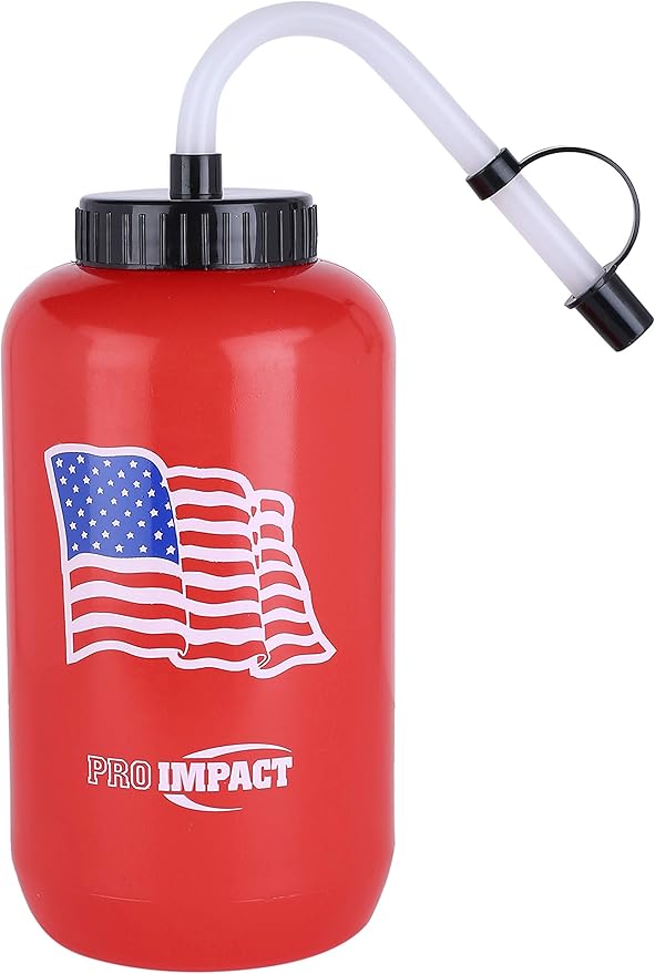 Pro Impact Squeezable Water Bottle Bendable Long Straw - LDPE BPA Free Plastic - Hydration for Baseball Hockey Gym MMA Yoga Boxing Cycling Softball Football Lacrosse (35.5 Oz.)