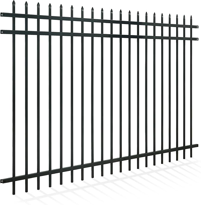 Fencer Wire Heavy Duty Pinnacle Fence Barrier Panel, 5FT Height X 8FT Width Anti-Rust Metal Fencing Panel, 2” Diameter Steel Outdoor Decorative Garden Fence Panel for Yard, Pool, Patio, Single Panel