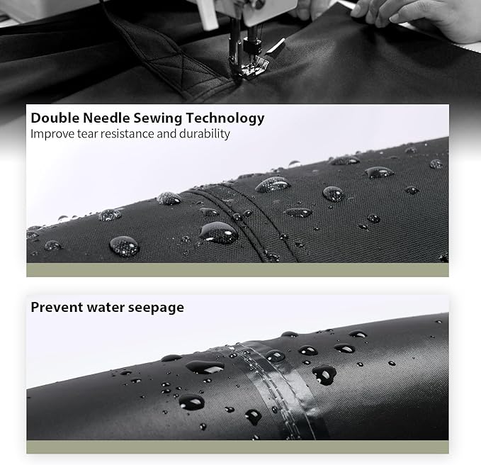 KylinLucky 126"x63" Heavy Duty Waterproof Patio Table Cover - All-Weather UV Protection Outdoor Furniture Cover with Air Vents & Adjustable Straps for Rectangular Dining Set, Black