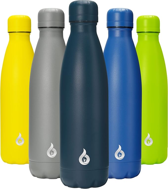 BJPKPK Insulated Water Bottle 17oz Stainless Steel Water Bottles Dishwasher Safe Sports Water Bottles-Navy Blue
