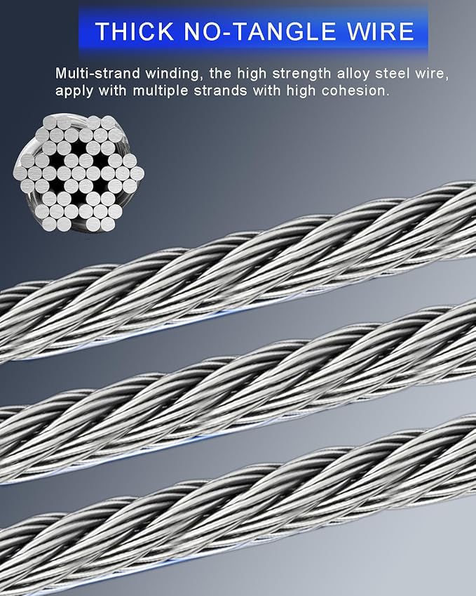 50FT RTOVZON Self Retracting Lifeline, Fall Arrest Fall Protection Dual Alloy Steel Hook Steel Wire Rope Heavy Duty Retractable Lanyard, Roofing Lifeline, SRL, Safety Lanyard