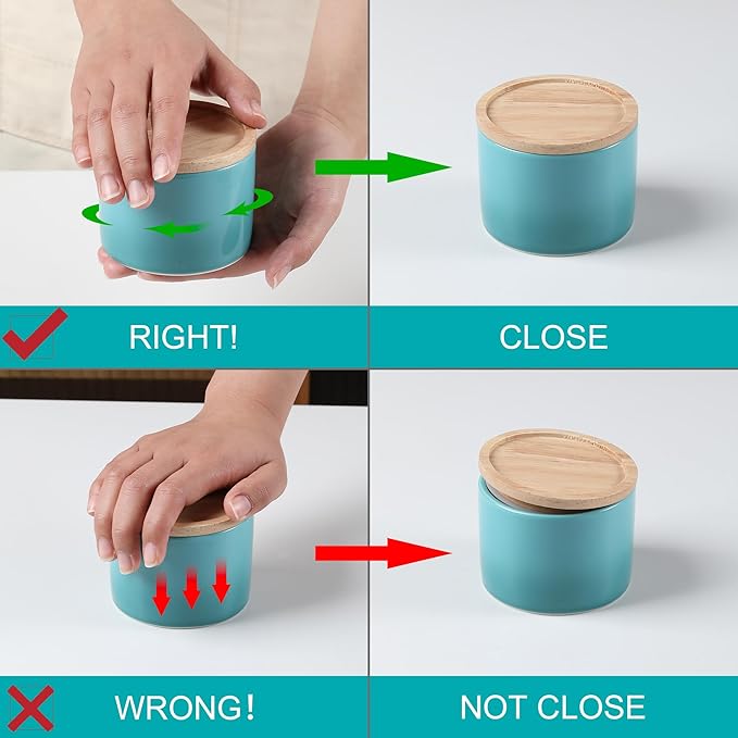 Sweejar Kitchen Canisters Ceramic Food Storage Jar, Stackable Containers with Airtight Seal Wooden Lid for Serving Ground Coffee, Tea, Sugar, Spice and More - 5 Fl Oz(Gradient Orange)