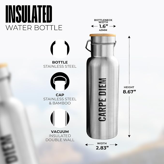 Insulated Water Bottle 16oz | Stainless Steel Water Bottle | Insulated Water Bottles | Travel Water Bottle | Metal Water Bottle | BPA-Free | Reusable Water Bottle 500 ml | Perfect for School