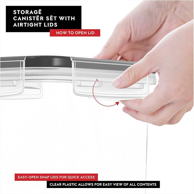 DWËLLZA KITCHEN Cereal Containers Storage 4 Pack 135 fl. oz Cereal Dispenser Airtight Food Storage Containers BPA-Free Pantry Organization and Storage, Canister for Flour & Sugar 1 Marker 8 Labels