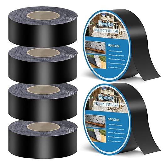 Butyl Joist Tape for Decking 2''×50', 6 Pack Weather-Resistant Deck Joist Tape, Waterproof Seal Antiseptic Butyl Joists Tape,Self-Adhesive Flashing Joists Tape for Wood Decks Beams Roof