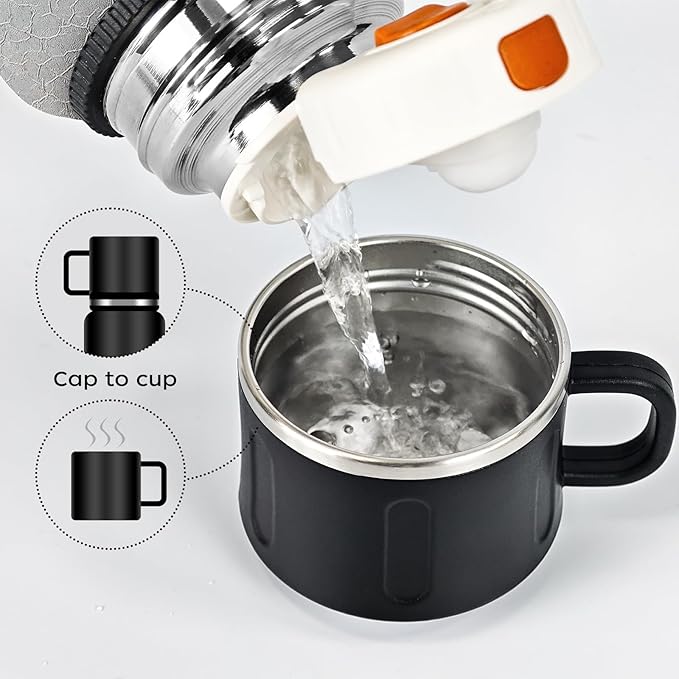 Insulated Stainless Steel Water Bottle, 27oz/800ml Sports Water bottles with Double Walled and Vacuum Insulated Metal for Travel, School, and Gym (White)