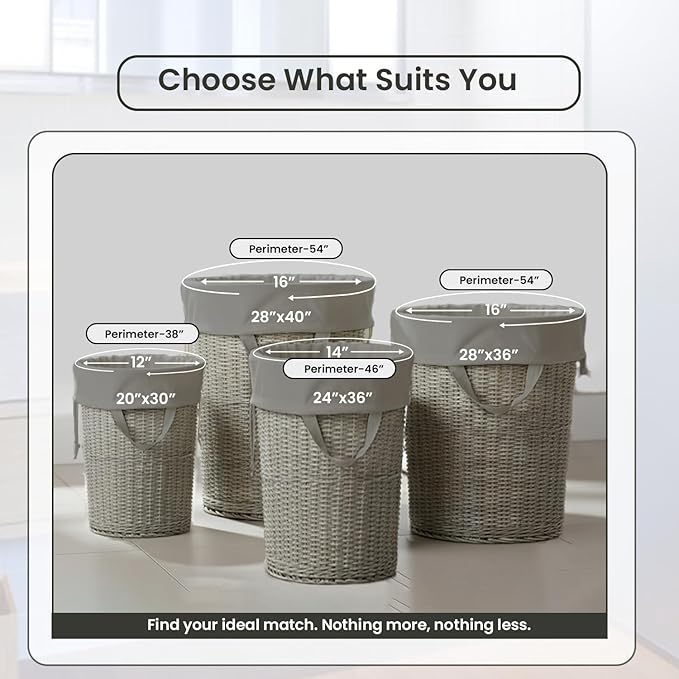 LFH Home Cotton Canvas Large Laundry Bag with Handle, Heavy Duty Drawstring Closure Washable Laundry Bags, School Travel, Home, Hotel, College Dorm, Organizer Sack, Toys Clothes 28x36 (Pack of 4)-Grey