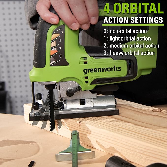 Greenworks 24V Brushless 1" Cordless Jig Saw (3,000 SPM / 4 Settings / LED Light), Tool Only