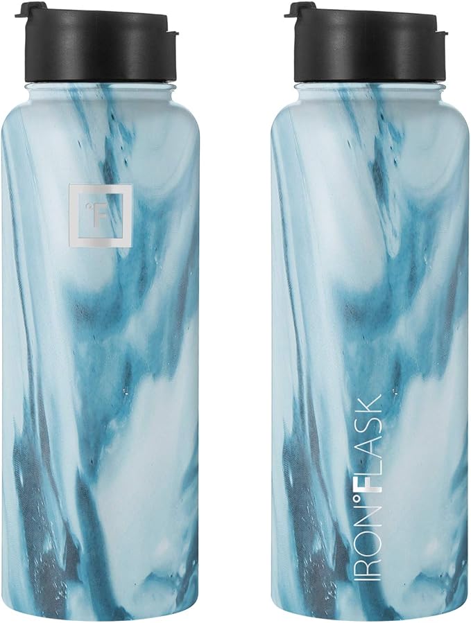 IRON °FLASK Sports Water Bottle - 40 Oz 3 Lids (Straw Lid), Leak Proof - Stainless Steel Gym & Sport Bottles for Men, Women & Kids - Double Walled, Insulated Thermos, Metal Canteen