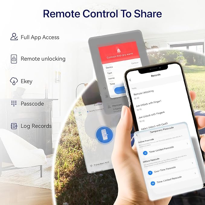 Smart Lock Doorbell Fingerprint Smart Door Lock Deadbolt for Homeowners or Parents Door Lock with Camera and Door Handle for Renters, Keyless Entry Door Lock for Front Door(Contour V Black)
