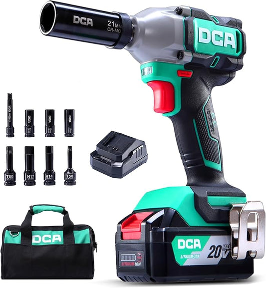 20V Brushless Impact Wrench with 4.0Ah Battery, 1/2 Inch Hog Ring Cordless Impact Gun, 235 Ft-lbs High Torque, 4-Mode Power Wrench for Automotive and DIY