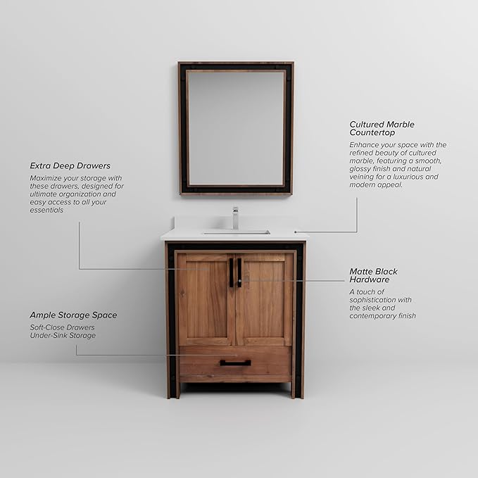 Augustine 30 in. W X 22 in. D Rustic Barnwood Single Bath Vanity Cabinet Without Countertop