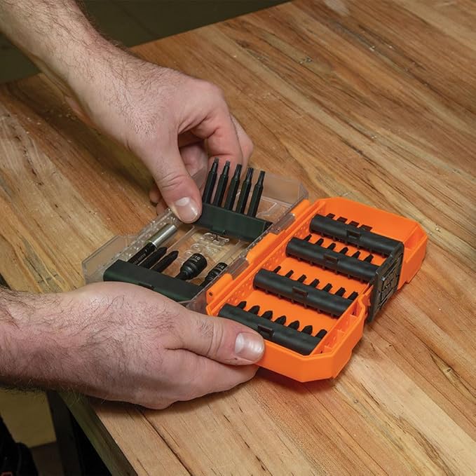 Klein Tools 33800 Impact Driver Bit Set, 35-Piece, S2 Steel with Phillips, Slotted, Square, TORX Bits and Magnetic Nut Drivers in MODbox Case