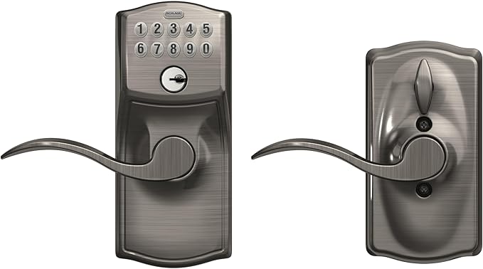 SCHLAGE FE595 CAM 620 ACC Camelot Keypad Entry with Flex-Lock and Accent Levers, Antique Pewter