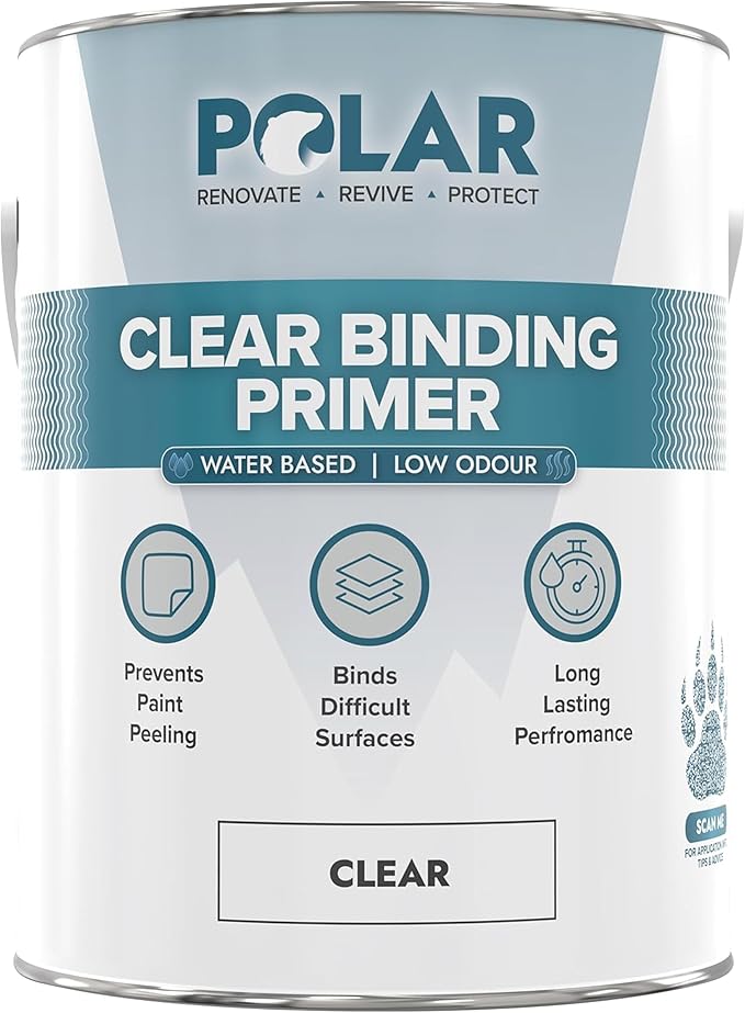 Polar Clear Binding Primer - 84 Fl Oz - High-Adhesion Primer for Drywall, Plaster, Cement, Stucco & Wood - Interior & Exterior Clear Base Coat & Paint Prep