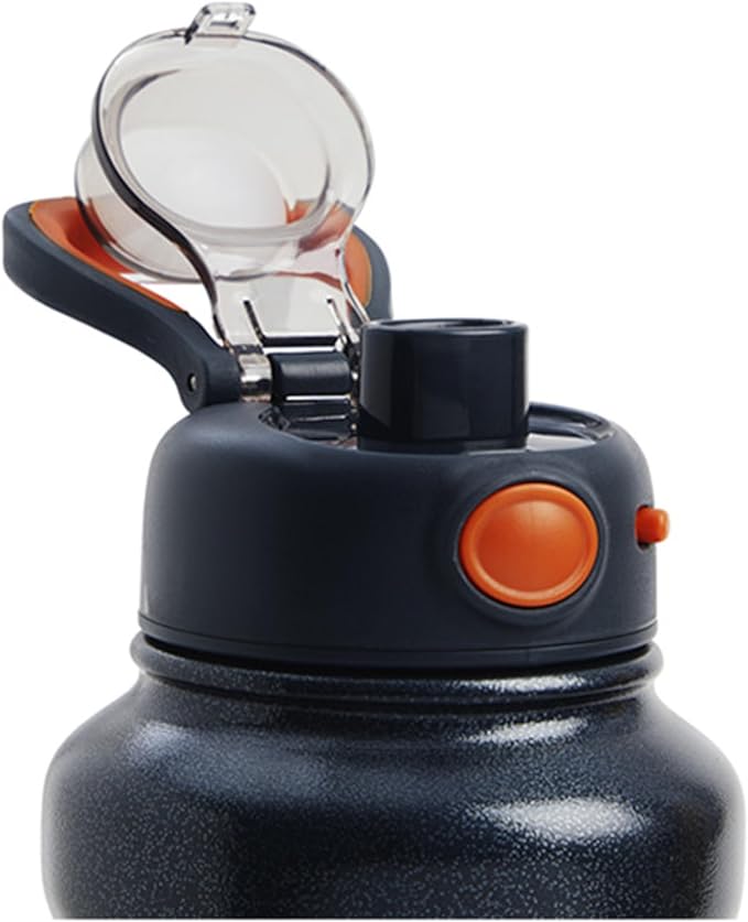 Elk Stainless Steel Bottle with Easy-Push Lock Button and Dual Lid with Removable Straw - 30 Oz - Rustic Slated