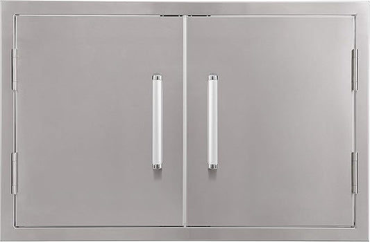 Bonfire Outdoor Kitchen Double Access Door,33x22 Inch,304 Stainless Steel BBQ Grill Doors,CBADD,Silver