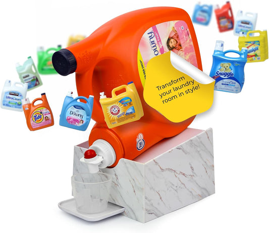 Skywin Laundry Room Organizer and Drip Tray - Soap Cup Storage for Liquid Detergent Containers (White Marble)