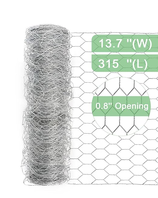 vensovo Galvanized Chicken Wire Mesh - Garden Animal Barrier Fence, 0.8 inch Mesh Fence for Pet,Rabbit,Poultry(13.7"×157")
