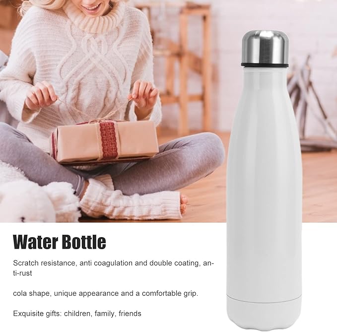 Thermal Flask, Water Bottles Durable Stainless Steel Double Wall Easy to for Camping Hiking Travel for School Outdoor Sports(Bright White)