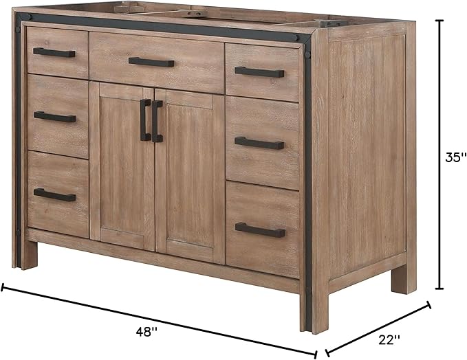 Augustine 48 in. W X 22 in. D Rustic Barnwood Single Bath Vanity Cabinet Without Countertop