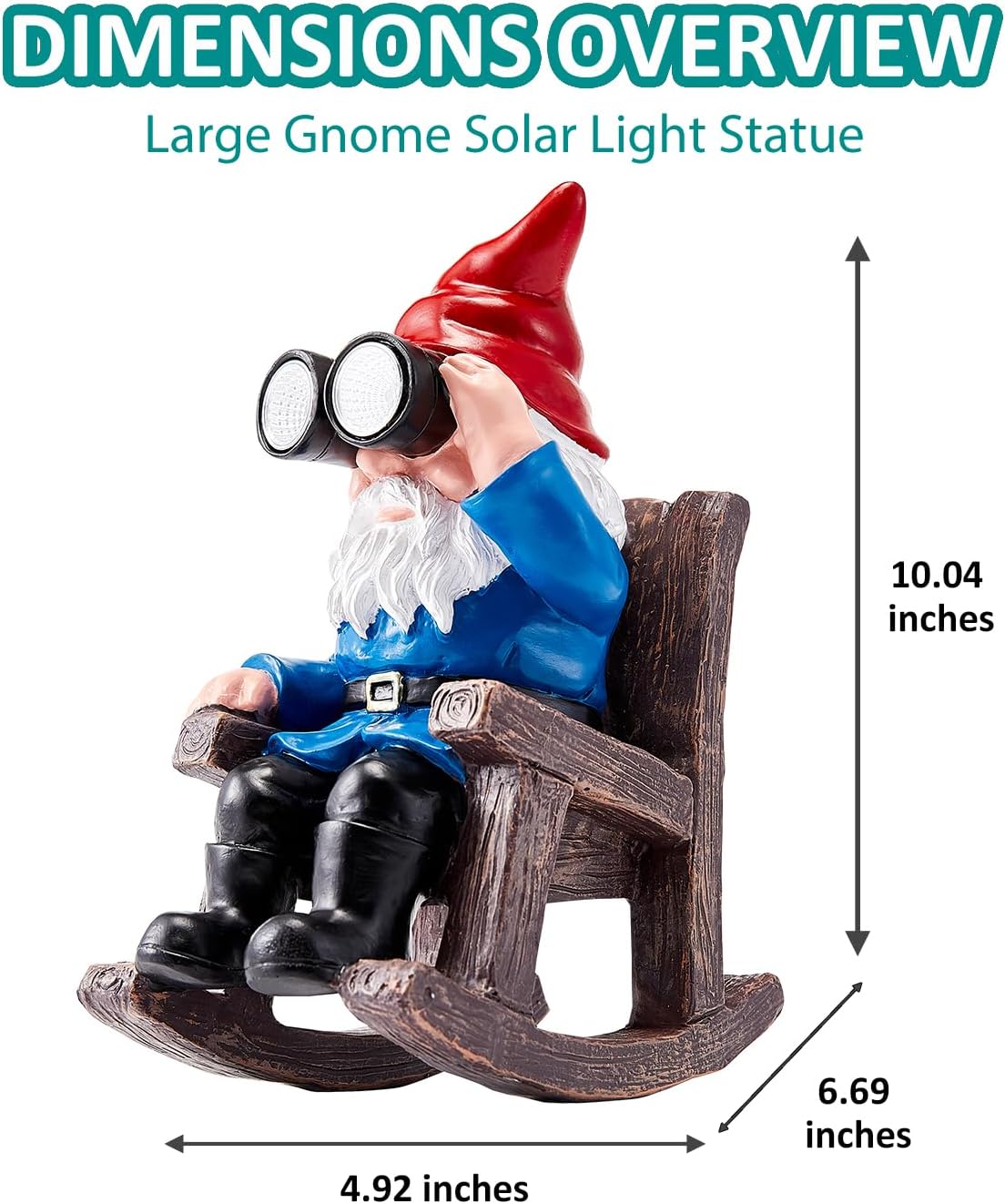 Solar Garden Gnome Statues Resin Gnome Figurines Sitting on Rocking Chair Outdoor Telescope Gnome Gifts for Yard, Patio Decor Gift