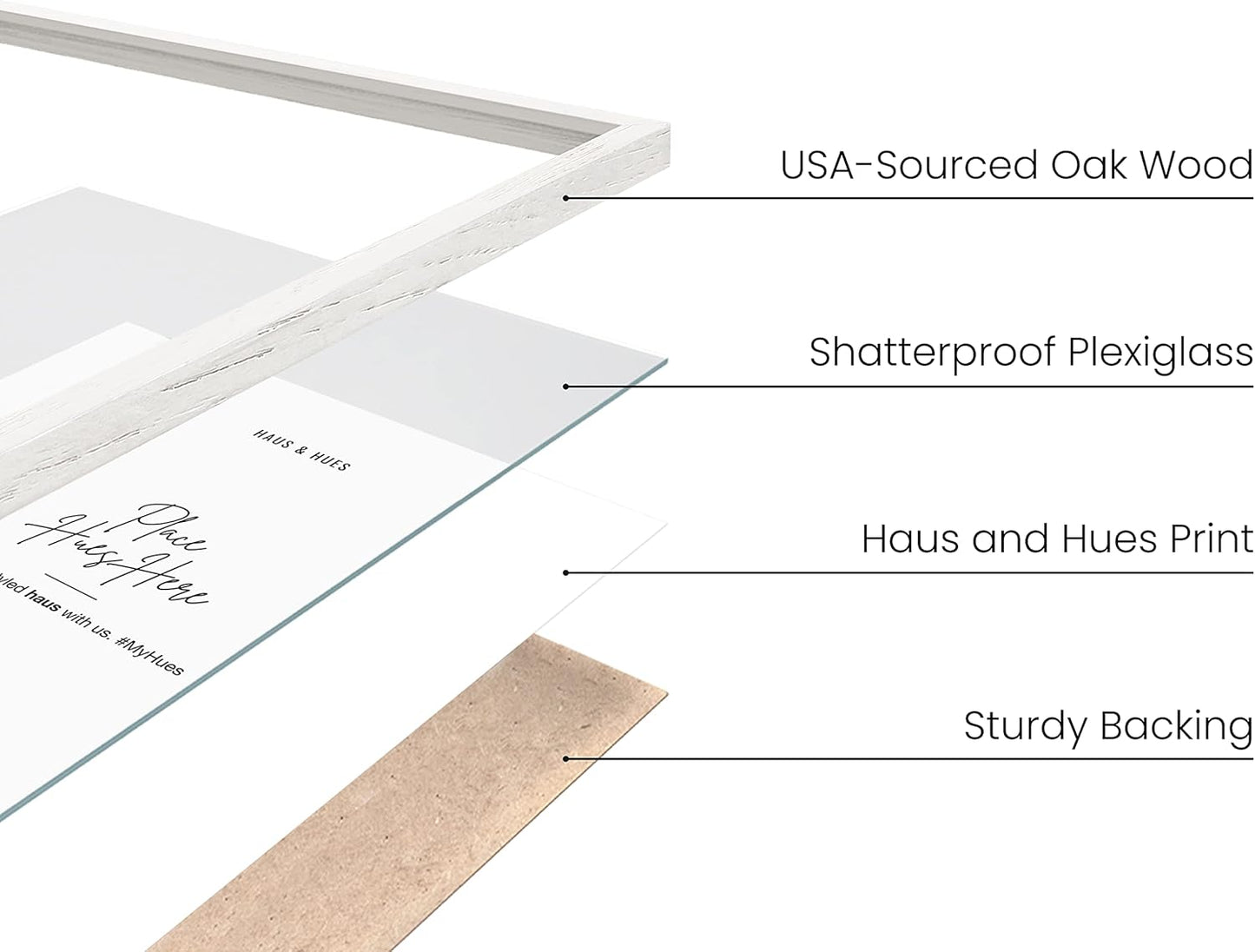 HAUS AND HUES Picture Frames for Wall - Set of 5 White Photo Frames, Photo Frame Collage, Bulk Picture Frames, Assorted Picture Frames, Picture Frames Bulk (Two 8x10, Three 12x16 White)