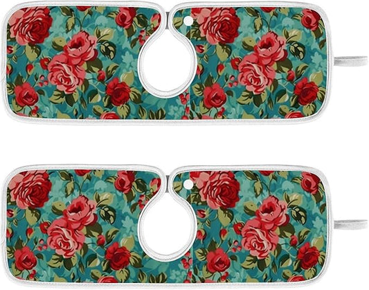 Kitchen Faucet Absorbent Mat, Rose Water Splash Guard for Sink, Faucet Drip Catcher Thicken Sponge Microfiber Faucet Water Catcher Mat Sink Absorbent Mat for Kitchen 23x5in 2Pack
