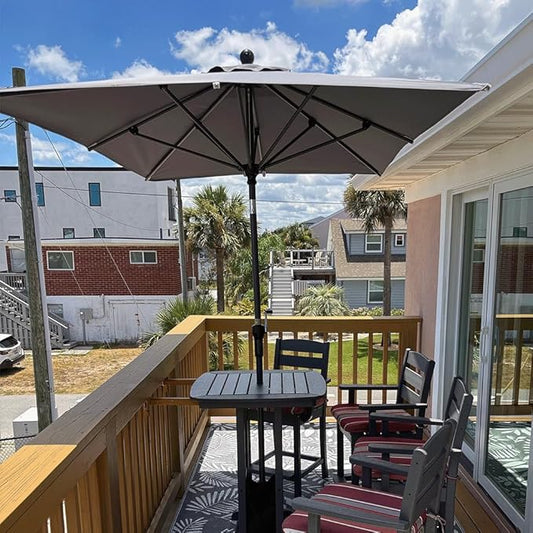 PURPLE LEAF 9' x 6' Rectangular Patio Umbrella Outdoor Table Umbrella Aluminum Frame Market Umbrella Sun Umbrella with 8 Sturdy Ribs & Tilt for Garden Deck Lawn & Pool Light Gray