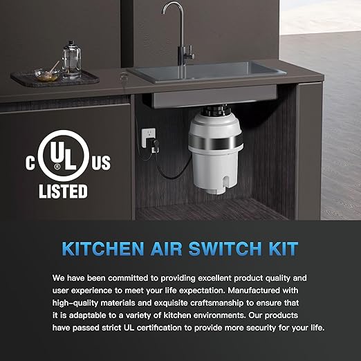 Garbage Disposal Air Switch Kit, UL Certified Professional Garbage Disposal Switch Button Power Module, Sink Top Waste Disposer On/Off Switch