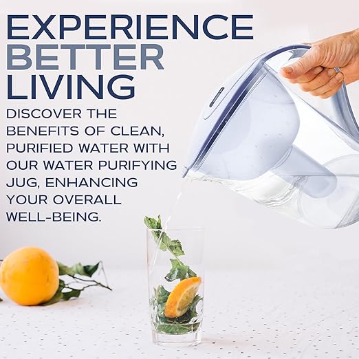 Purified Clean Crystal-Clear Water Filter Pitcher: Experience Enhanced Extraordinary Refreshing Hydration, Enjoying Convenience, Efficient and Quality You Deserve (White - 3.8 LTS)