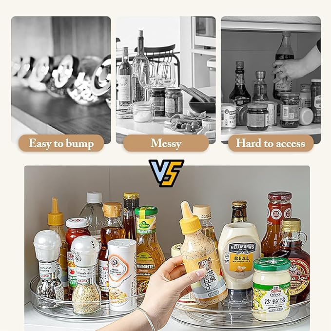 URALFA 2-Pack Lazy Susan Cabinet Organizer, Plastic Rotating Round Lazy Susan Turntable for Cabinet, Pantry, Countertop, Table, Fridge, 10.5 Inch