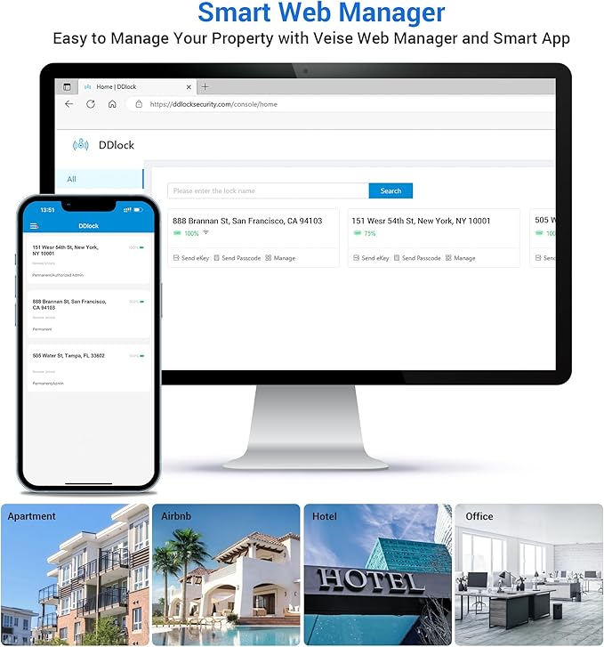 Veise RZ07B Smart Locks for Front Door, 2 Lever Handles, Fingerprint Keyless Entry, App Control Biometric Door Lock Set, Touchscreen Keypad Deadbolt, Easy Install, Auto Locking, Matte Black