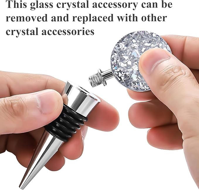 LIZIMANDU Wine Bottle Stoppers,Stainless Steel Wine Stoppers For Gifts, Bar, Holiday Party, Wedding(3-Bling)