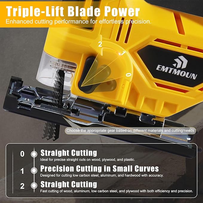 Cordless Jig Saw Compatible with Dewalt 20V Max Battery, Brushless Jigsaw For 3 Orbital Settings, 3200RPM, 0-45° Bevel Cuts, Jigsaw Tool with LED Light (Battery Not Included)