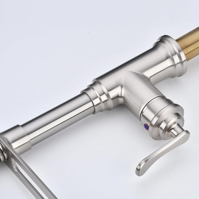 Kitchen Sink Faucet with Pull Down Sprayer,Brushed Nickel Kitchen Faucet Spring Gooseneck Faucet Pull Out,Single Handle High Arc Kitchen Sink Faucet for Farmhouse Camper Utility Rv Wet Bar