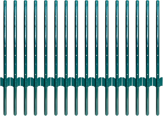 ARIFARO Fence Posts 3 Feet Sturdy Duty Metal Fencing Poles, Pack of 16, No Dig Garden U Post for Wire Fencing Steel Post for Yard, Outdoor Wire